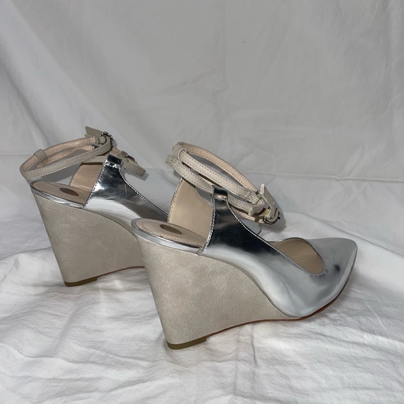 Coach OLLIE Silver Metallic Leather Wedge Heels - Picture 4 of 7